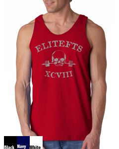 someone wearing a tank top with a pirate EliteFTS decal on the chest