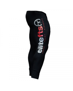 a pair of black compression pants with a decal on the side