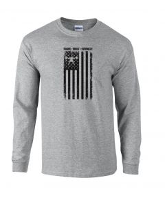 picture of elitefts Focus Trust Strength Flag Black Long Sleeve T-Shirt