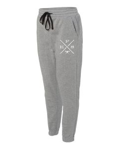 a pair of gray fleece jogger pants with the EFX decal on the left pant leg