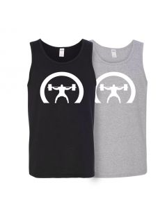 picture showing two tank tops with the Crescent EliteFTS decal, one black and one gray