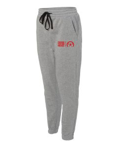 a pair of grey small open bottom sweatpants with the Prepare Perform Prevail decal on the left side of the pants