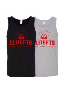 photo of a black tank top with a red Skull EliteFTS logo