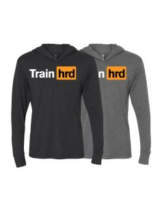 a black Unizsex (spelled U N I Z S E X) Hoodie and a gray variant with the Train Hard decal on the chest