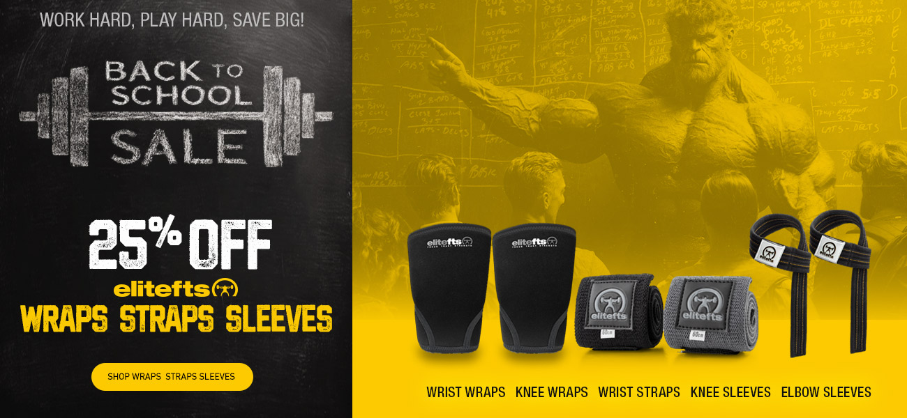 25% off elitefts wraps, straps, sleeves