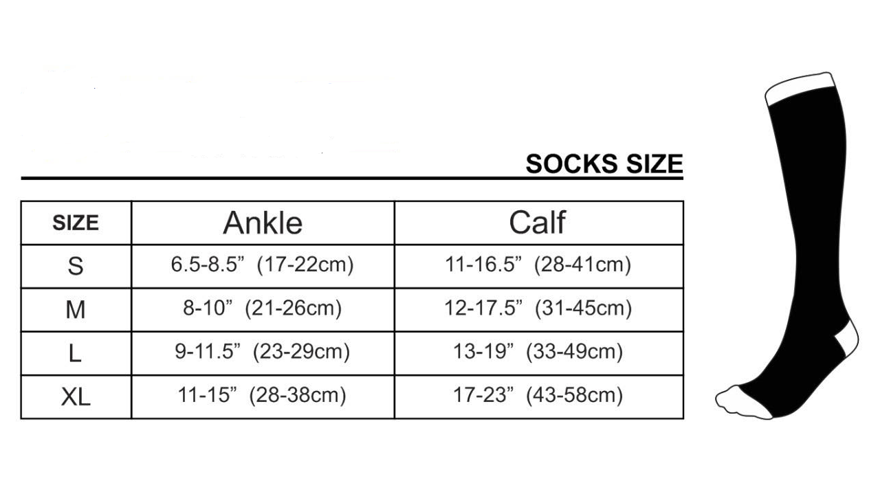 ELITEFTS KNEE HIGH DL SOCKS SIZE CHART