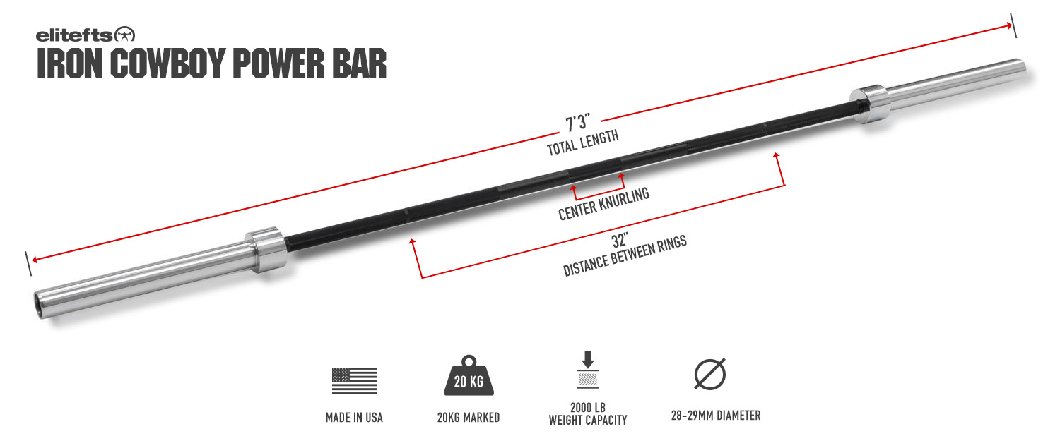 ELITEFTS IRON COWBOY POWER BAR specifications chart