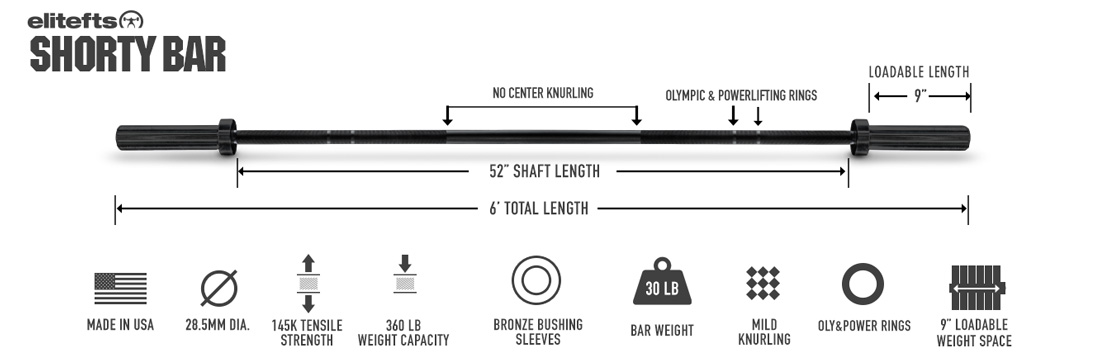 ELITEFTS SHORTY BAR specifications chart