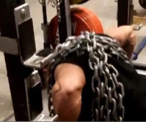 Barbell Chain Push-Ups (Strip Set + "Up the Rack Sets)