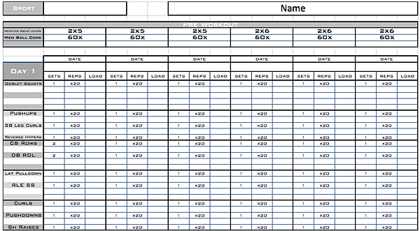 fitness training template