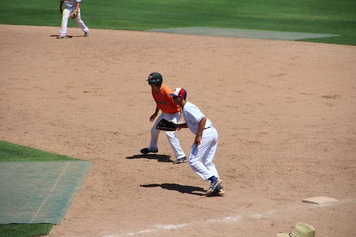 OSU Prospect Camp LHP Eggers on 1B (1)