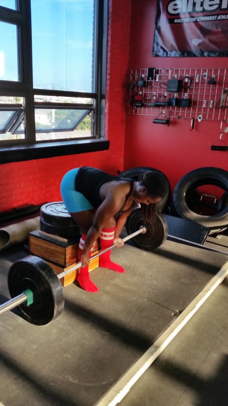 Laurie setting up for the start of the Koklyaev Deadlift, Top Secret Deadlift Assistance Exercise