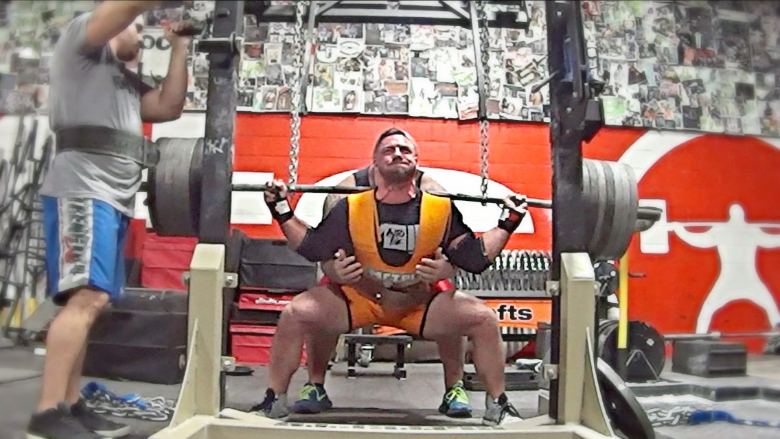 Rough Day Squatting / Squats into Chains up to 690lbs (Video)