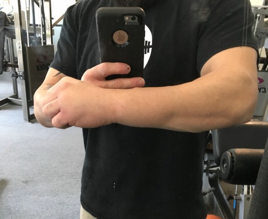 3/8- This bench training session is brought to you by my right swollen forearm