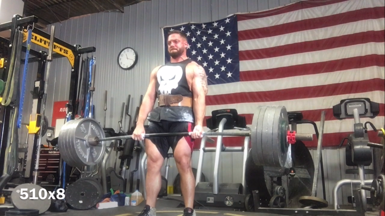 Deadlifts: 510x8 (rep PR) (Video) & Cambered Bar Box Squats / Purdue Barbell Visit