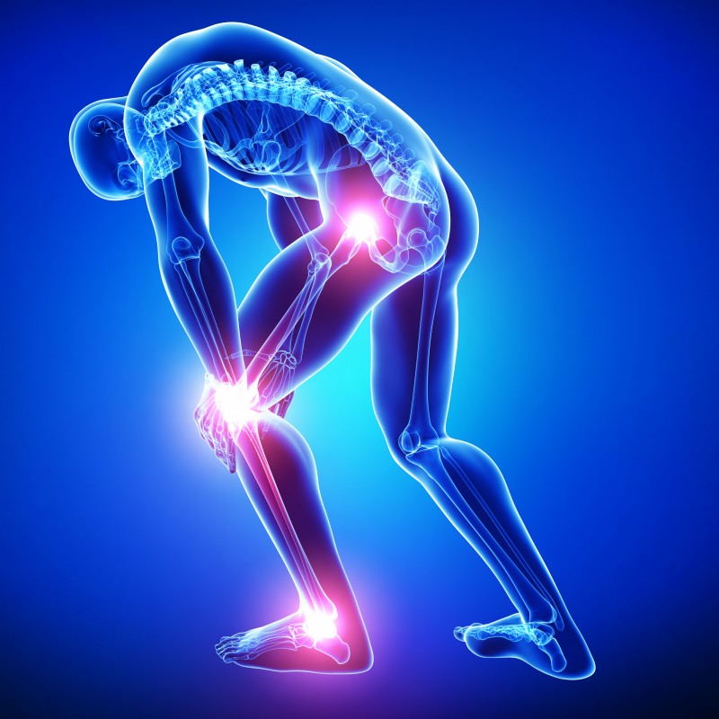 male all joints pain in blue