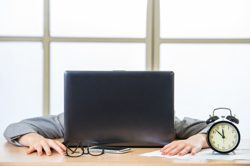 Tired woman are sleeping in the office