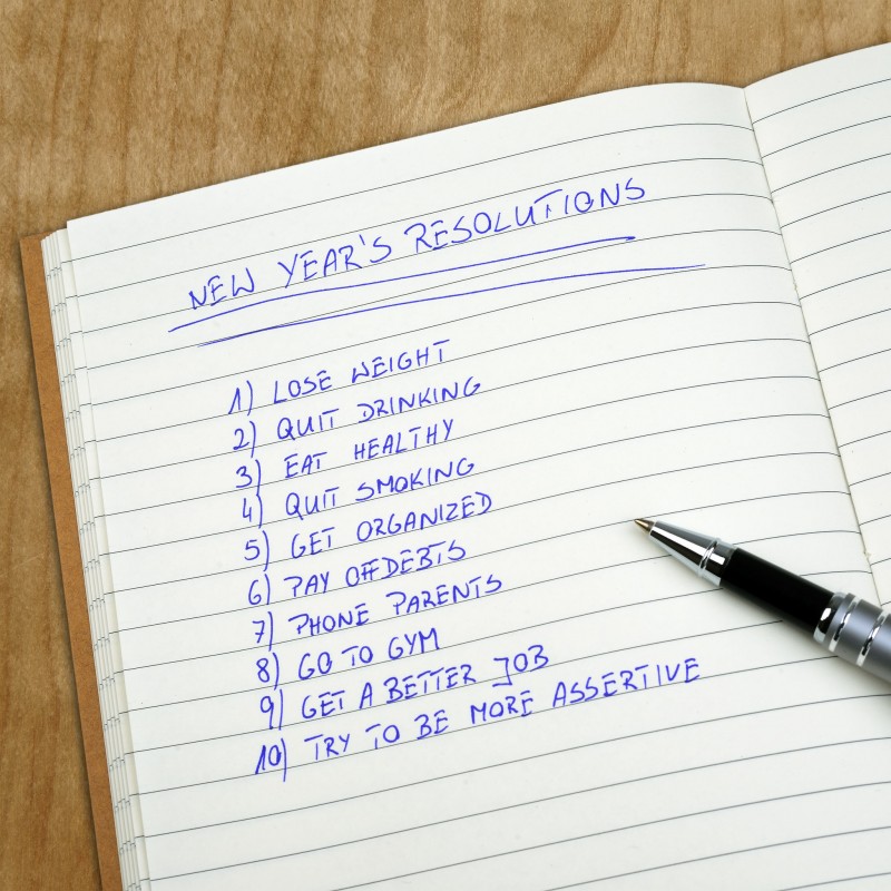 24172355 - new year's resolutions listed in the notepad