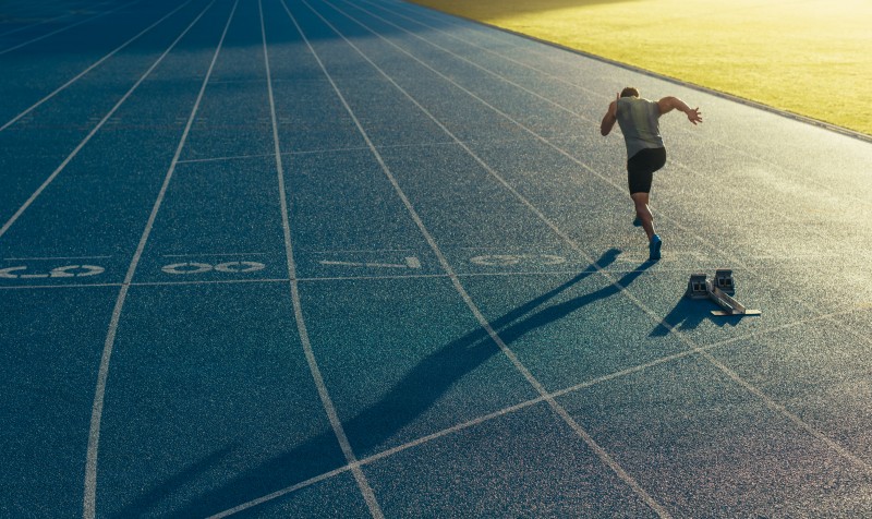 Sprinter running on track