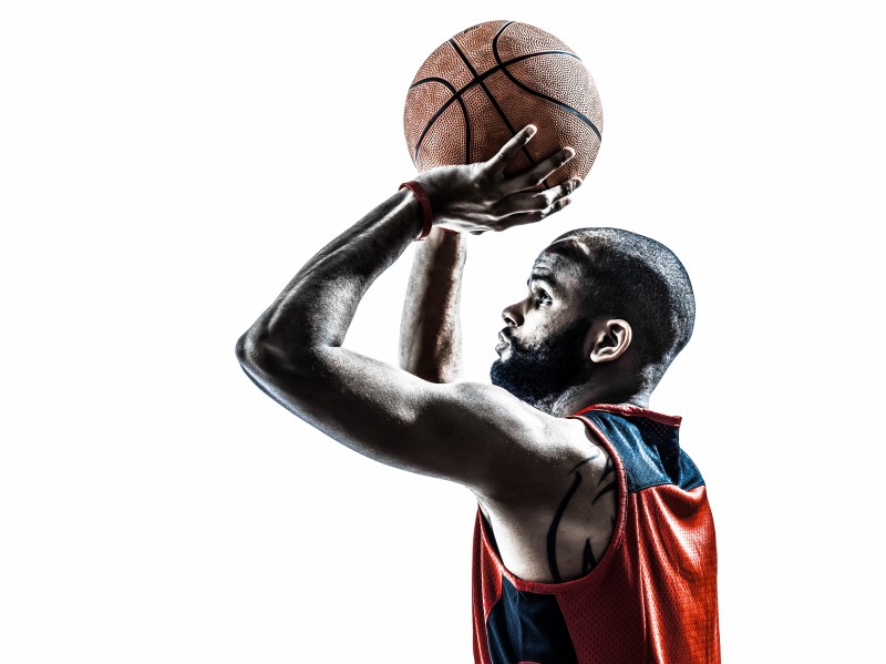 african man basketball player free throw silhouette