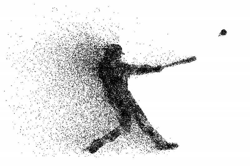 silhouette of a baseball player from particle.