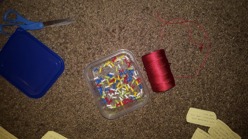 thread and thumbtacks