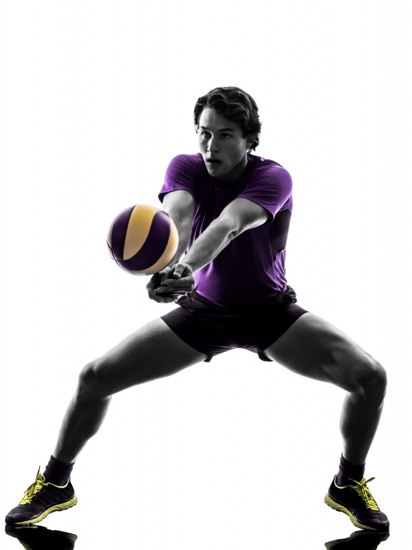 volley ball player man silhouette white background