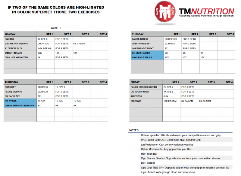 tm 15 week prep rpe 12