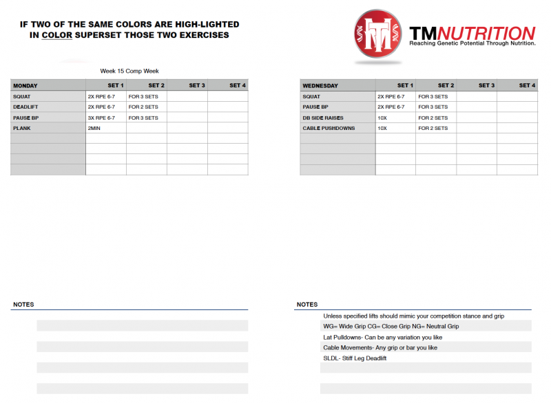 tm 15 week prep rpe 15