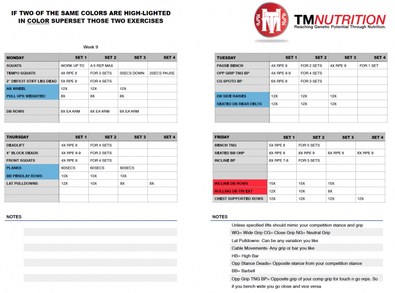 tm 15 week prep rpe 9