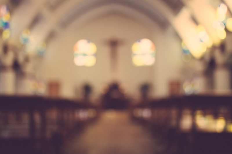 church interior blur abstract background