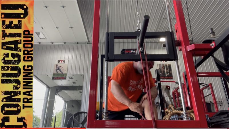 BAND SET UP FOR TIMED BELT SQUATS